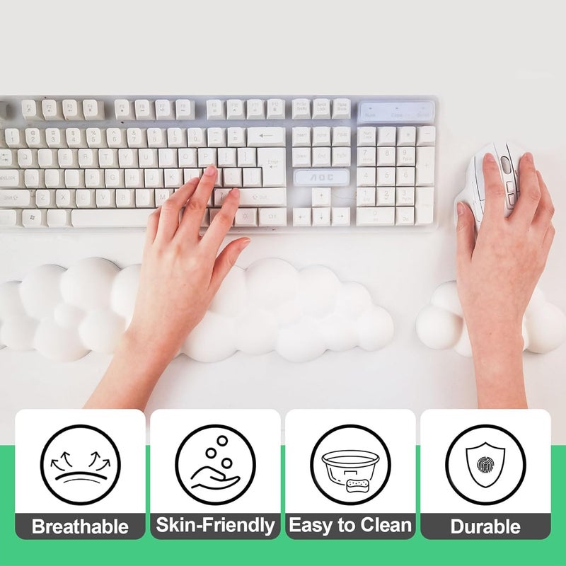 Bukela Keyboard Cloud Wrist Rest, Cloud Mouse Arm Wrist Rest Cute, Memory Foam Palm Rest for Keyboard, Ergonomic Arm Rest for Pain Relief with Non-slip, Suitable for Office Home Laptop (Black) - Image 4